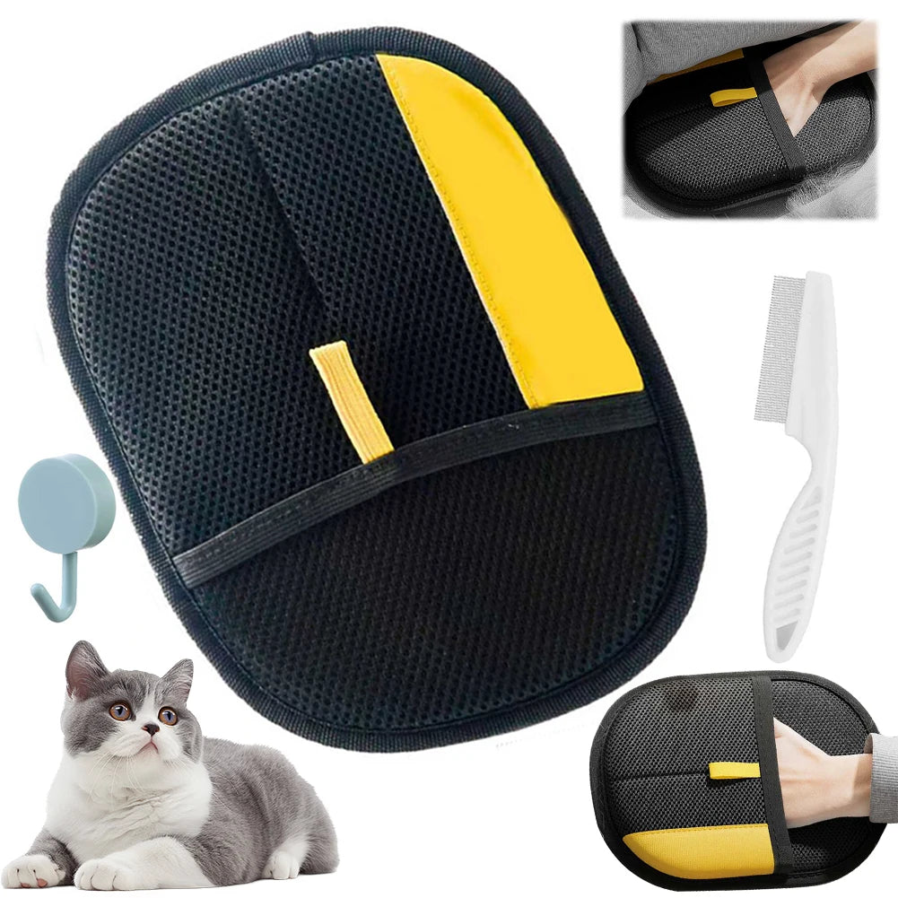 1/2/3Pcs Electrostatic Gloves with Brush & Hook Pet Grooming Gloves Anti Static Hair Removal Glove for Couch Furniture Carpet