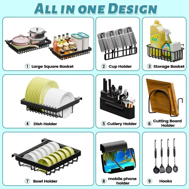 The Sink Dish Drying Rack (Expandable Height and Length) Snap-On Design 2 Tier Large Dish Rack