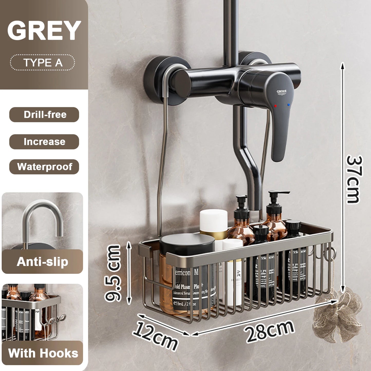 Convenient Toilet Shower Rack with No Drilling Installation Bathroom Storage Basket for Shower Room and Bath Products