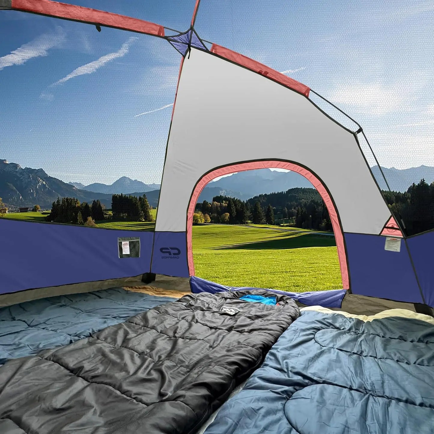 4 Person Waterproof Windproof Camping Tent, Easy Setup Dome Tent with Large Mesh Windows & Wider Door for Outdoor Hiking
