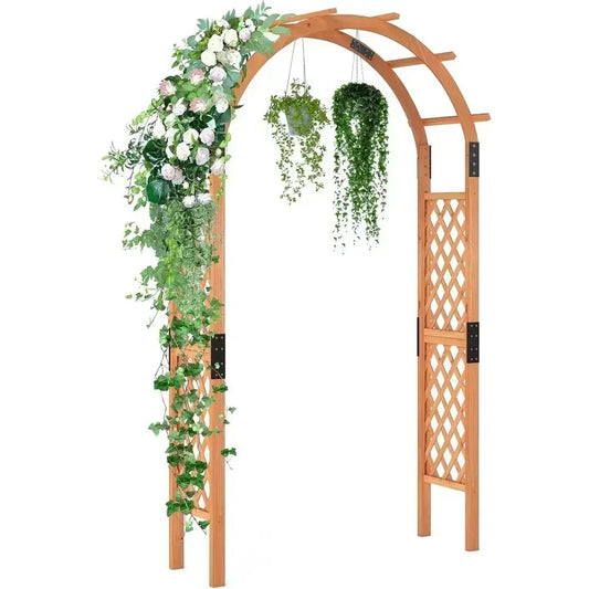 Wooden Garden Trellis, 7.7T Outdoor Pergola, Climbing Plant Support, Weatherproof Wedding Arch for Garden Decor and Events