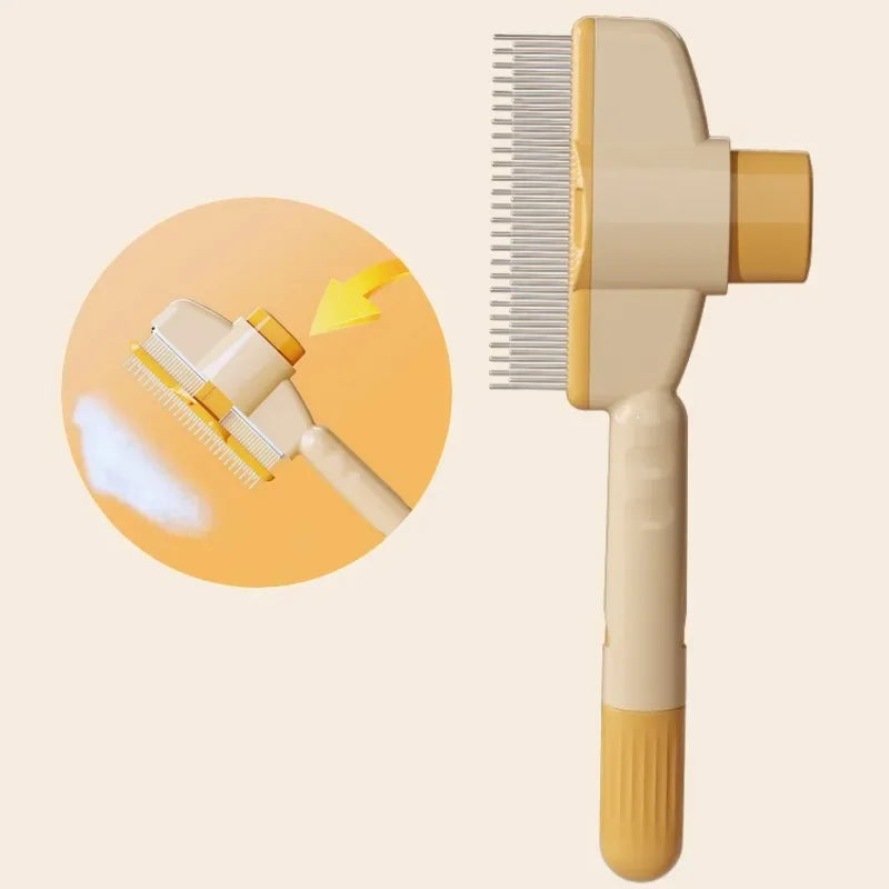 Self-cleaning, Retractable messaging Brush/Comb for Pet Grooming