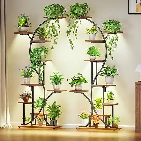 S Shaped Plant Stand Indoor with Grow Lights - 7 Tier Plant Shelf, Multi Display Shelf, Ideal for Living Room, Patio, or Balcony