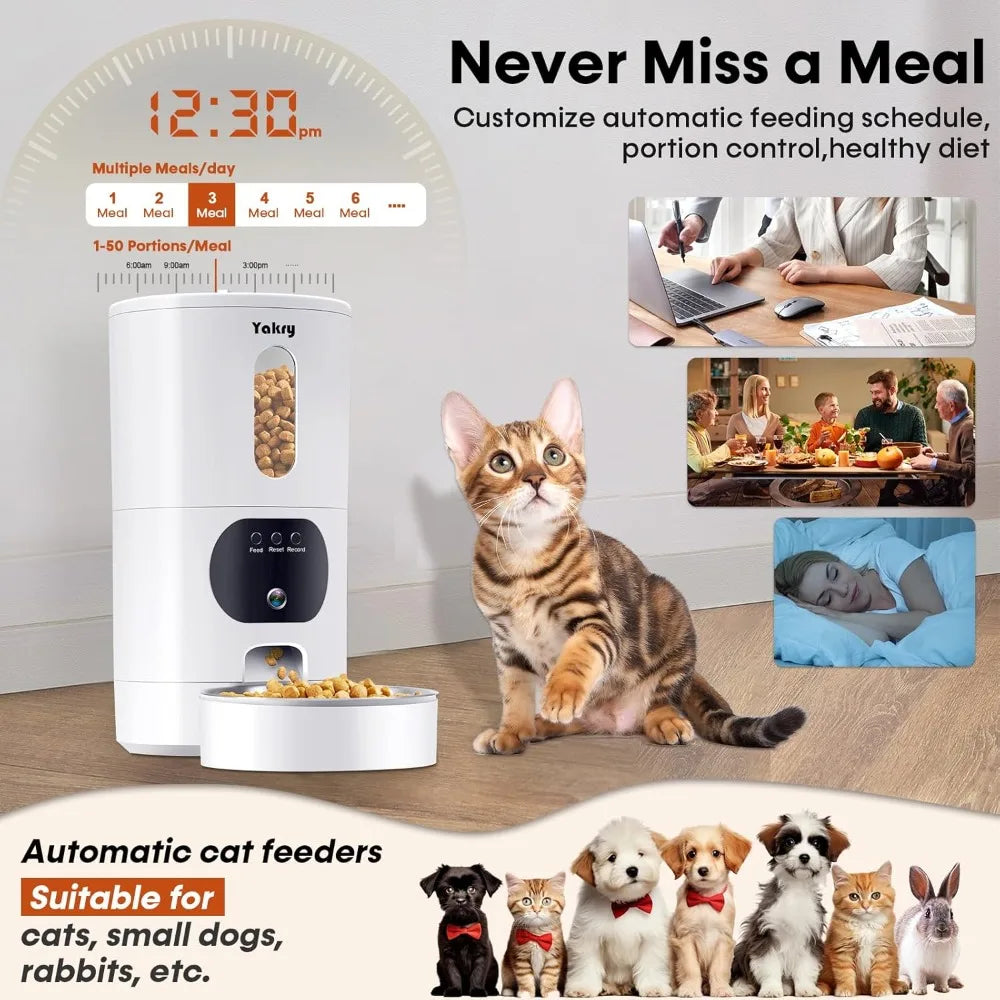 Smart Pet Feeder with Camera: WiFi Timed Food Dispenser, 2-Way Audio, Night Vision, App Control