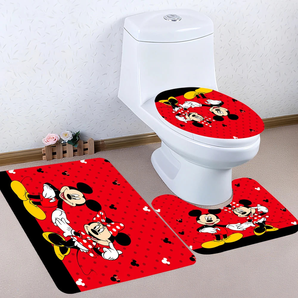 Disney Mickey Mouse Bathroom Four-piece Set - Avant-garde Waterproof Shower Curtain, creating a complete bathroom kit