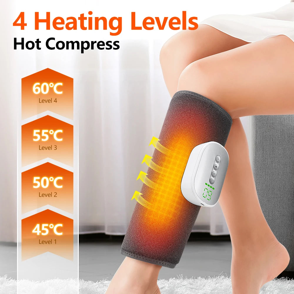 360° Air Pressure Heating Calf Massager Wireless Leg Massage 3 Mode Airbag Compresstion Relax Foot Calf Muscle Relieve Fatigue