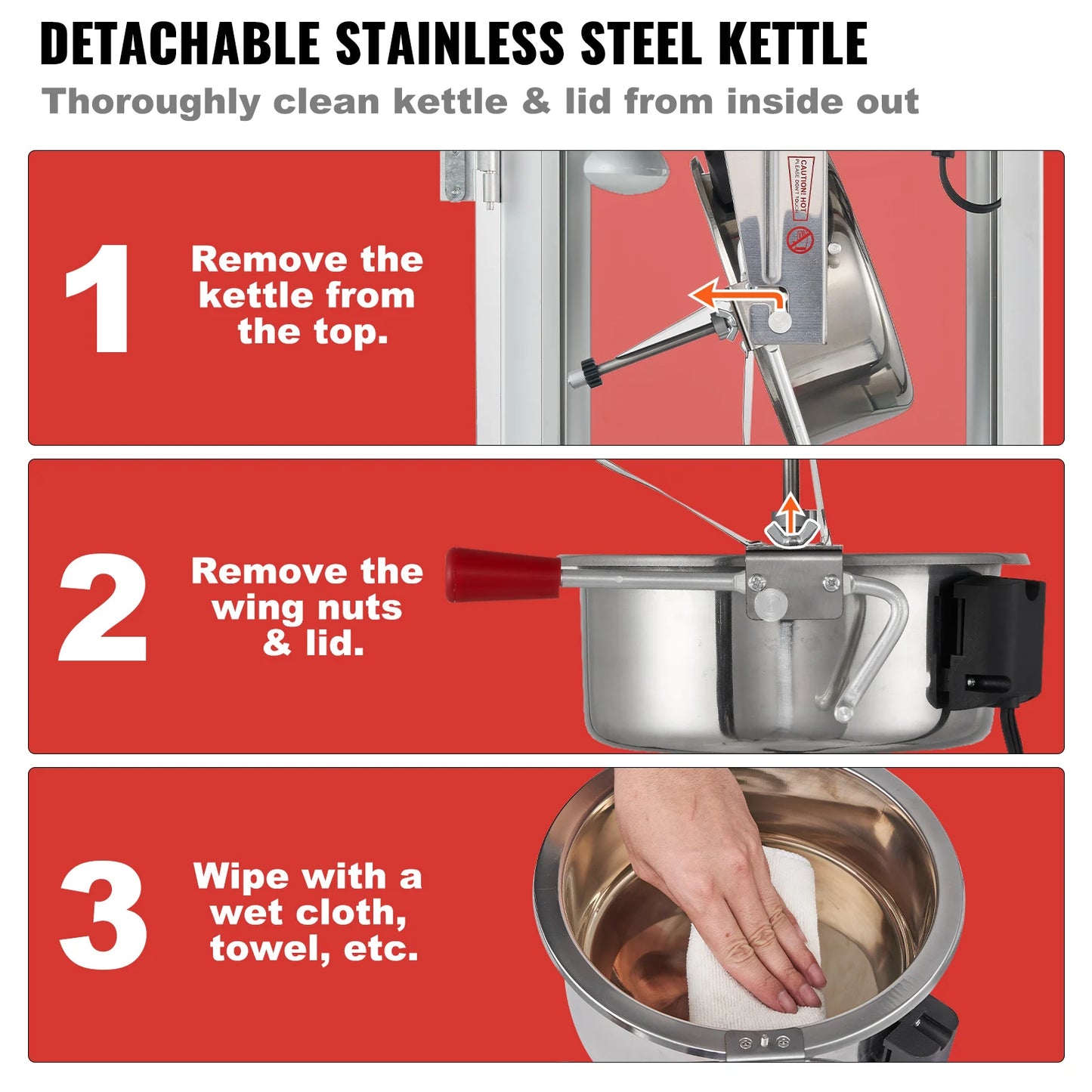 8/12Oz Electric Popcorn Maker Commercial Popper Machine  Automatic Corn Cookware with Scoop Spoon SUS304 Heating Tube