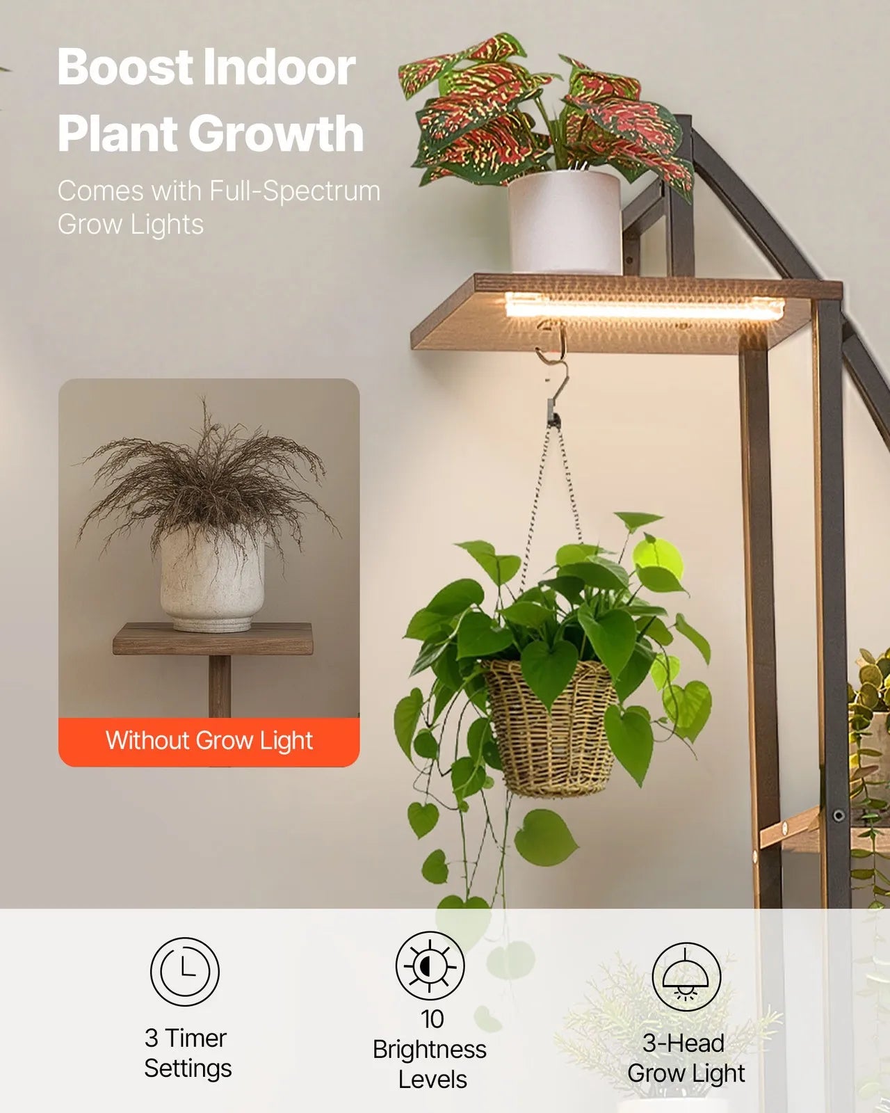 Plant Stand Indoor with Grow Lights 2 Pack 63" Tall 6-Tier Plant Shelf
