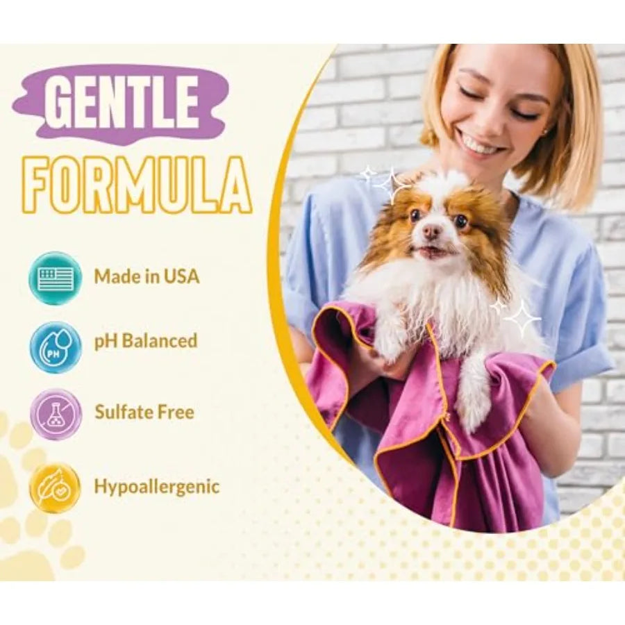 Oatmeal Dog Shampoo and Conditioner for Itchy Skin Relief. Puppy Shampoo for Sensitive Skin 5-in-1 Cleans, Deodorizes