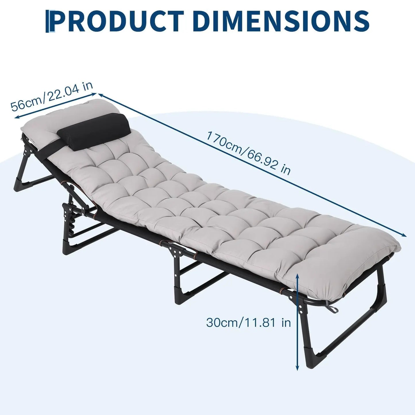Portable Camping Cot for Adults, Folding Sleeping Cot with Removable Thick Mattress & Carry Bag, Double Layer Oxford Camping Bed