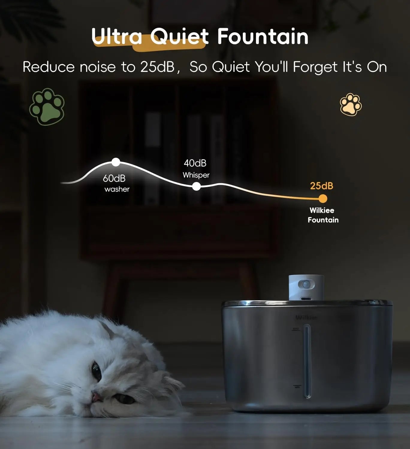 Stainless Steel Water Fountain, 138fl.oz/4.1L Cordless Pet Dispenser for Indoor Cats & Dogs