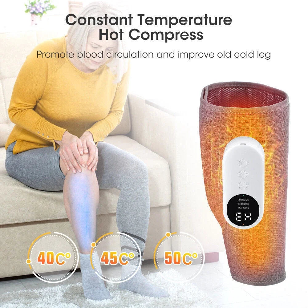 360° Leg Massager 3 Modes Air Compression Heat Calf Massager Adjustable Intensity Relieve Foot Muscle Promote Blood Circulation