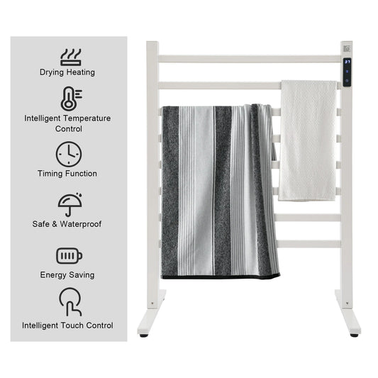 Electric Towel Warmer Rack 180W 45-65℃ 2-3min Fast Heating Floorstanding Sturdy Heated Towel Rack for Bathroom Hotel Spa