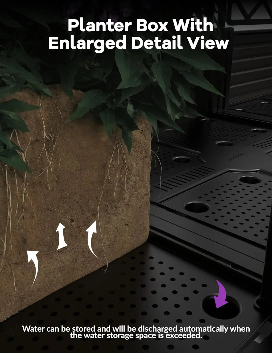 Plastic Plant Box with Metal Trellis, Raised Garden Bed with Trellis Planter for Climbing Plant Outdoor Raised Box Privacy Scree