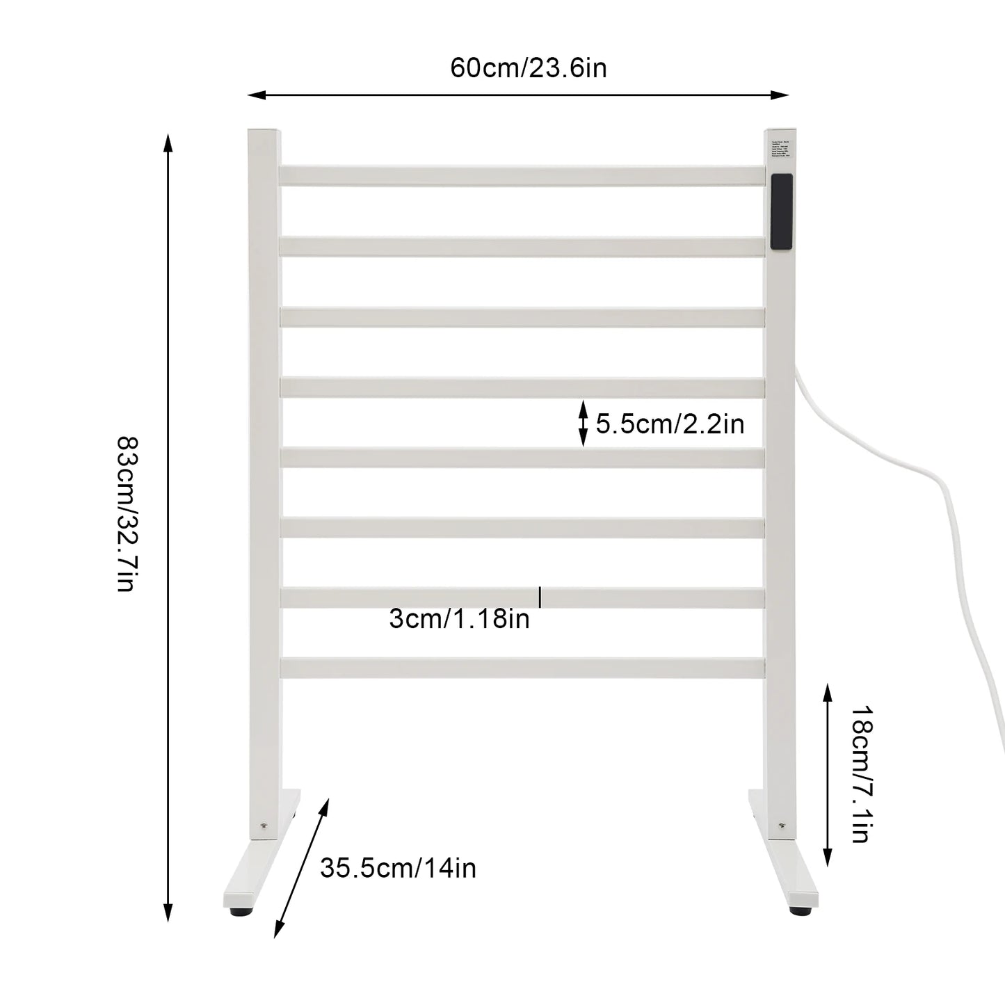 Electric Towel Warmer Rack 180W 45-65℃ 2-3min Fast Heating Floorstanding Sturdy Heated Towel Rack for Bathroom Hotel Spa
