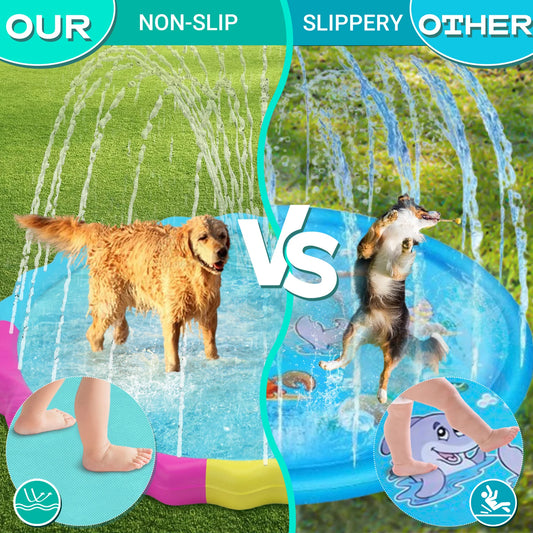 Splash Pad for Dogs, Non-Slip Splash Pad for Pets Summer Outdoor Water Toys, Sprinkler Pool for Dogs Outdoor Play