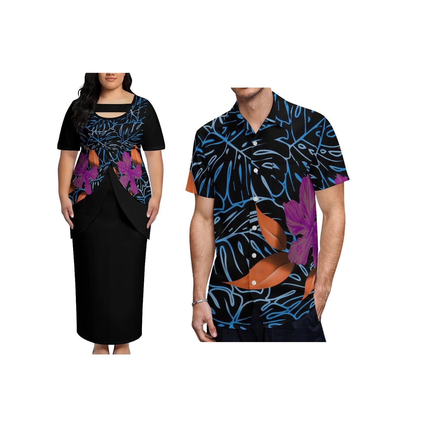 New Arrival Polynesian Tribal Print  Custom Puletasi Samoa Print Dress Two Piece Overlay Bodycon Maxi Dress