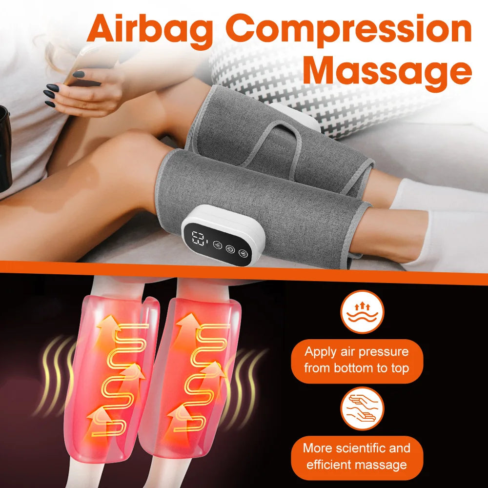 360° Air Pressure Heating Calf Massager Wireless Leg Massage 3 Mode Airbag Compresstion Relax Foot Calf Muscle Relieve Fatigue