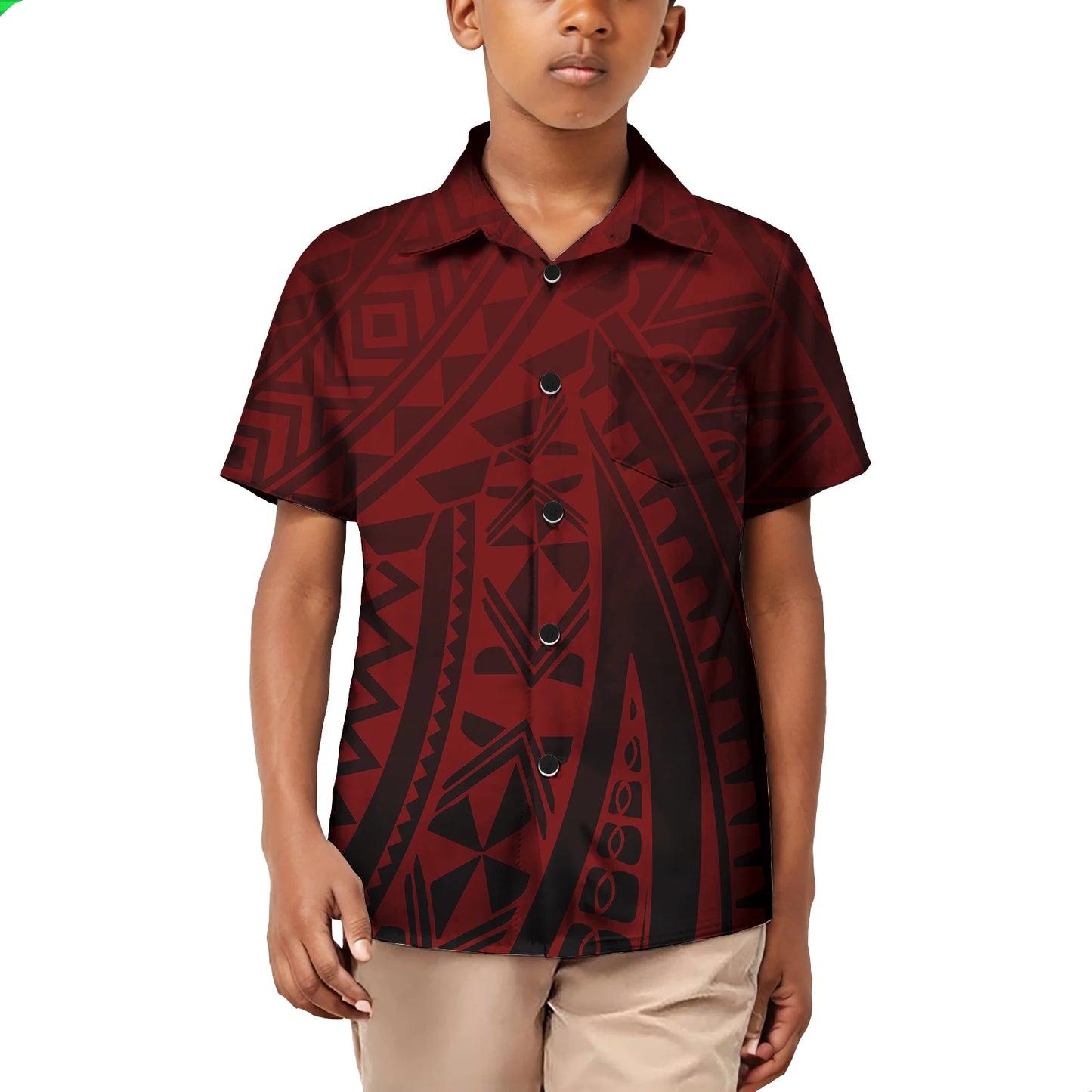 Custom Printed Polynesian Aloha Shirts For Boy Toddler Summer Hawaiian Short-Sleeve Shirt For Kids Plus Size
