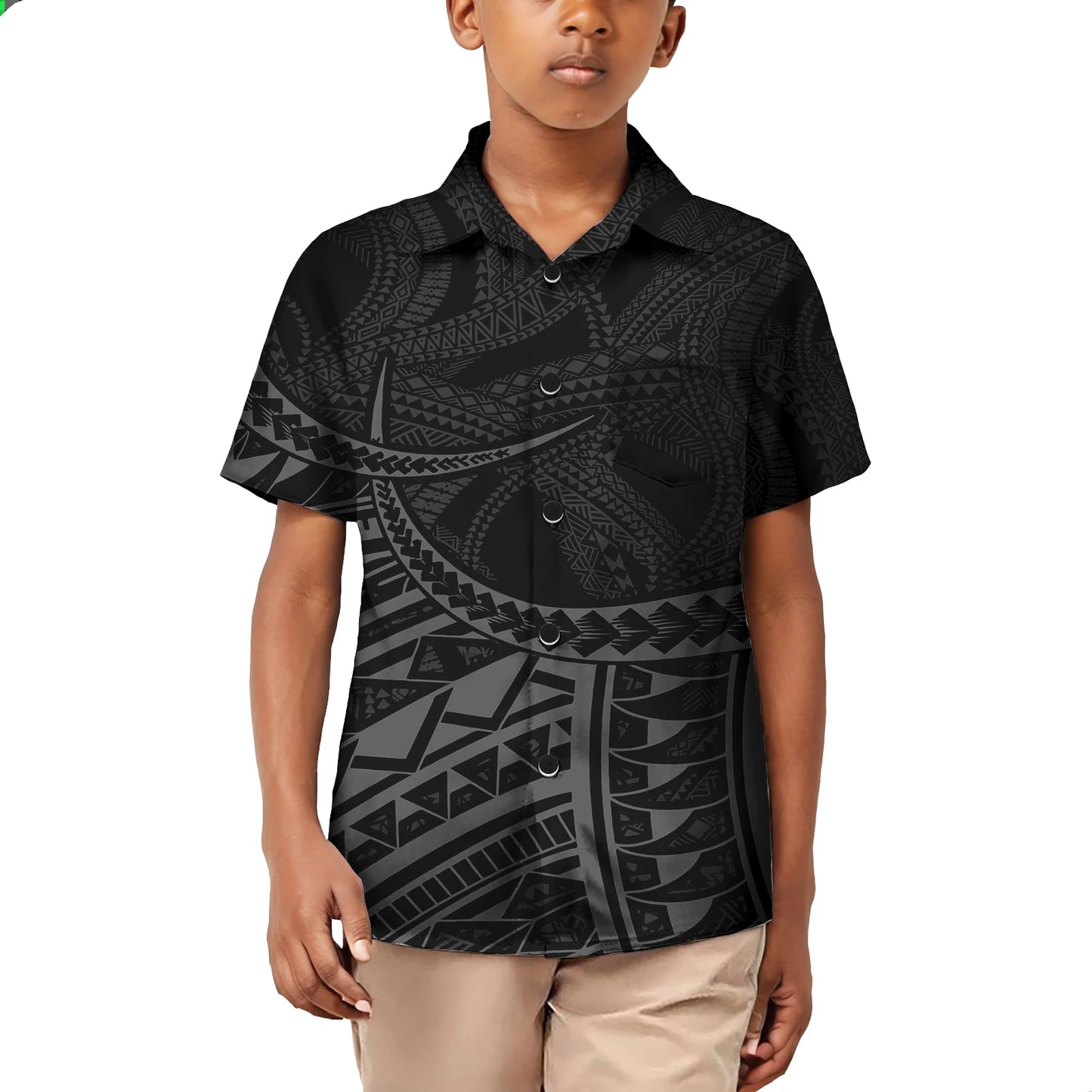 Custom Printed Polynesian Aloha Shirts For Boy Toddler Summer Hawaiian Short-Sleeve Shirt For Kids Plus Size