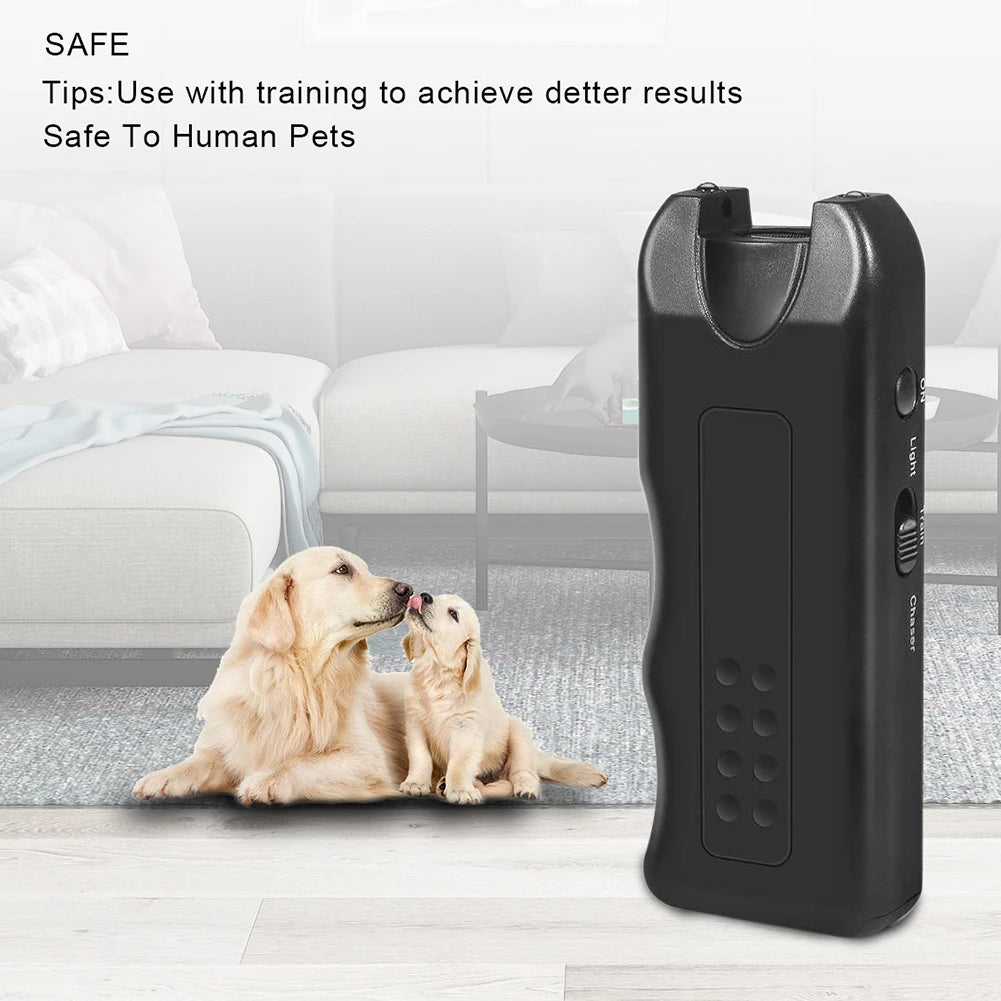 Ultrasonic Anti Barking Device Handheld Automatic Bark Stopper with LED Light Repeller Trainer Battery Powered for All Size Dogs