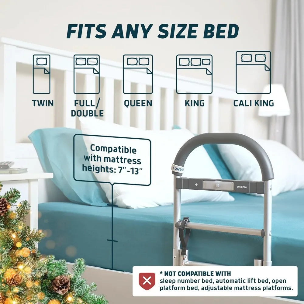 Motion-Activated Light Bed Rail for Seniors - Easy Install, Non-Slip Grip, Supports Independence and Safety