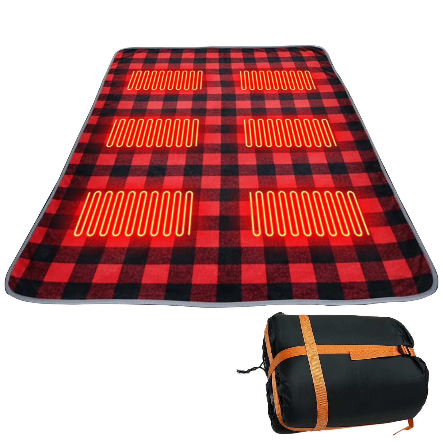 Camping USB Heating Sleeping Mat 3 Adjustable Temperature Outdoor Electric Heating Pads with 6 Heating Zones for Hiking Travel