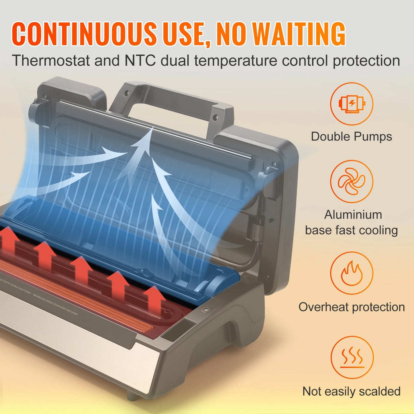 130W Vacuum Sealer Food Packaging Machine with Free 10pcs Vacuum bags for Household Kitchen Vacuum Food Sealing