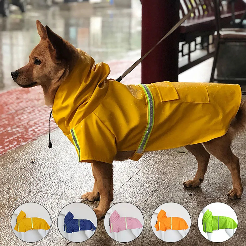 Large Dog Raincoat, Windproof, Rainproof Hooded Raincoat for Dog