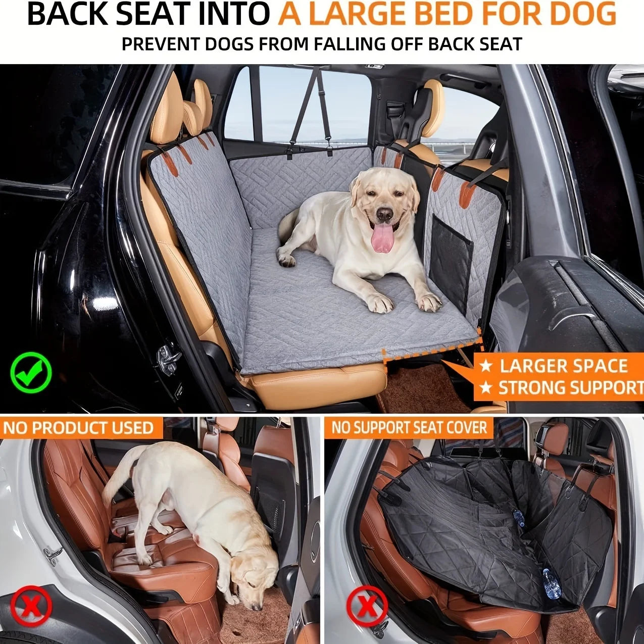 Car Seat Cover for Pets, Waterproof, Pet Seat Hammock, Scratch Proof, Nonslip.