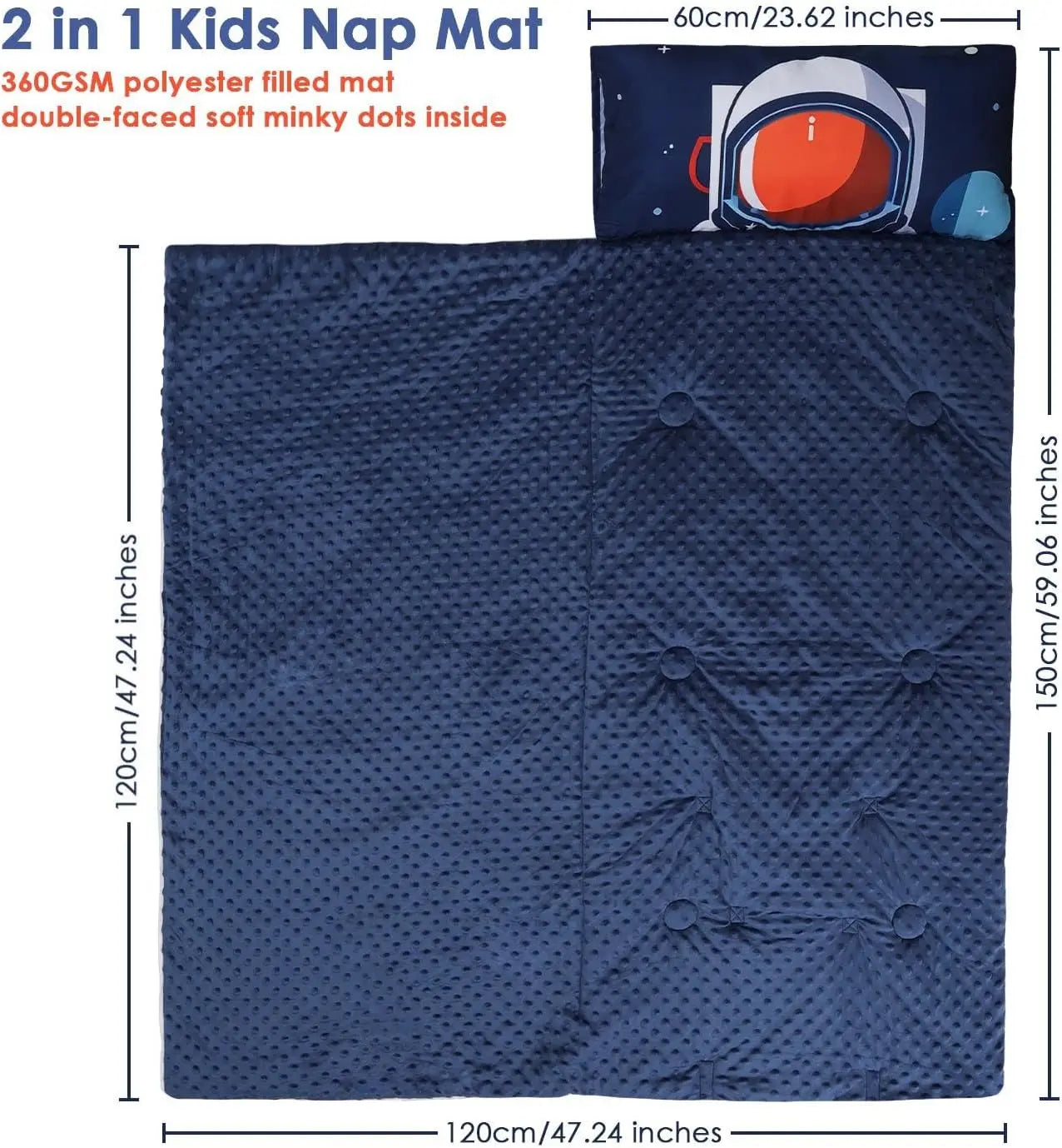 Large Foldable Sleeping Bag for Kids with Removable Pillow, Easy Clean Design for Camping School Daycare
